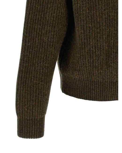 Jil Sander Green Half-Zip Sweater for men