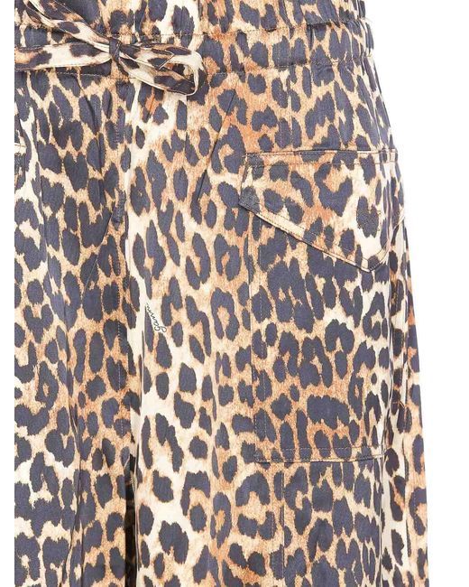Ganni White Leopard Print Pants