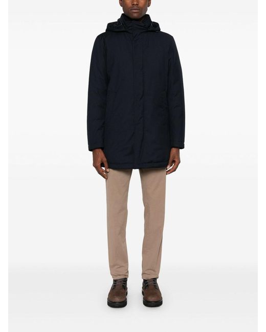 Herno Blue Long Down Jacket With Hood for men