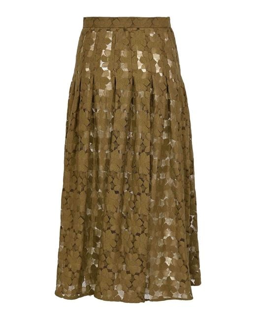 Max Mara Green Mstairone Midi Skirt