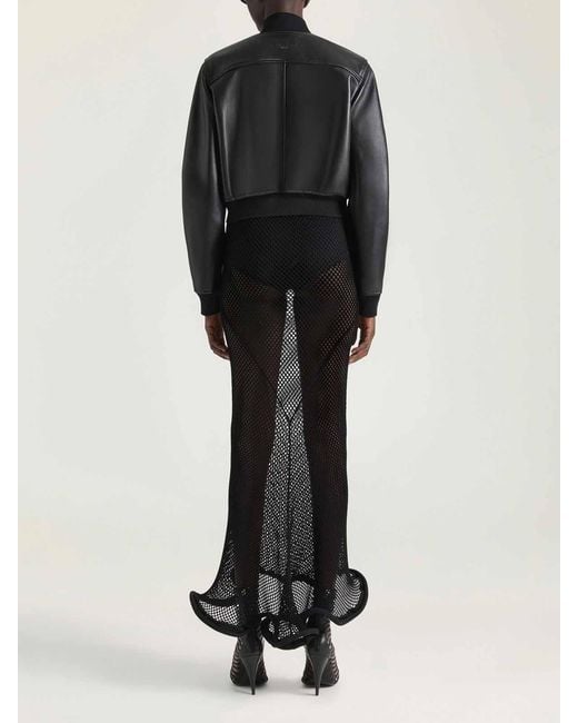 Givenchy Black Cropped Bomber Jacket Zip Front Pockets