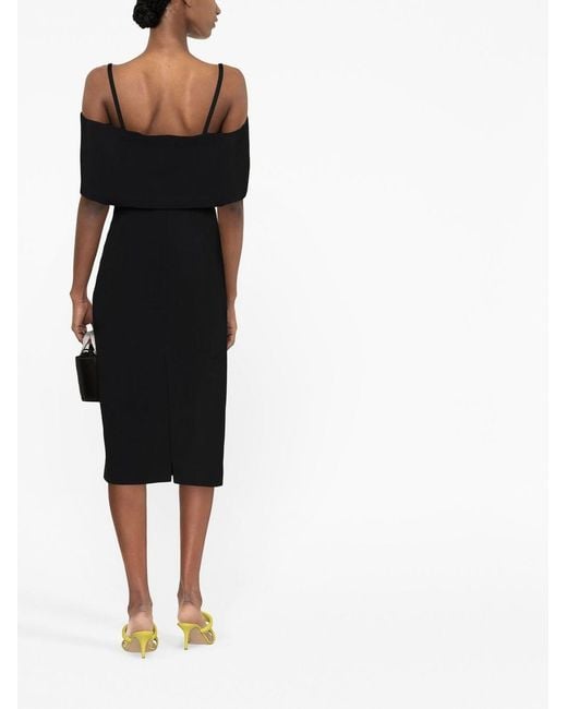 Victoria Beckham Black Off-Shoulder Midi Dress