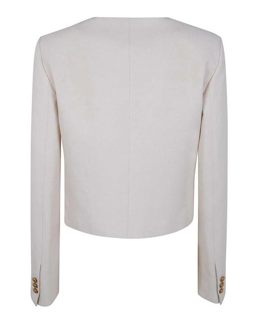 P.A.R.O.S.H. White Raisa26 Viscose Linen Jacket