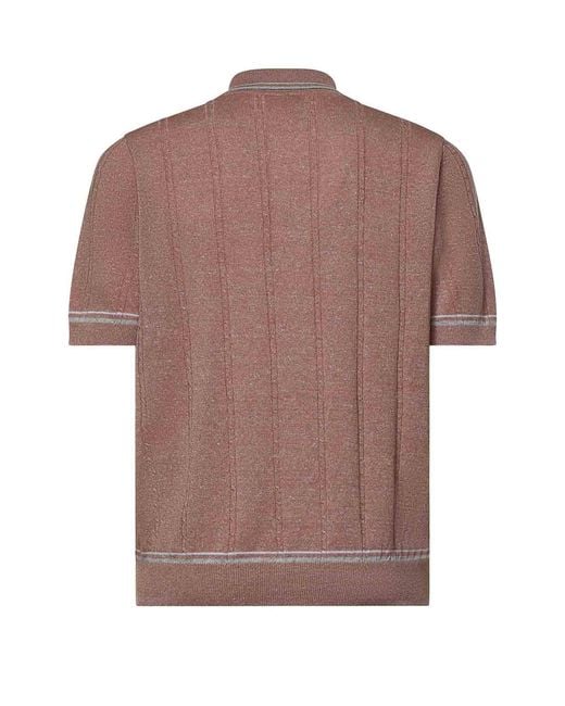 Eleventy Pink Linen And Cotton Polo Shirt for men