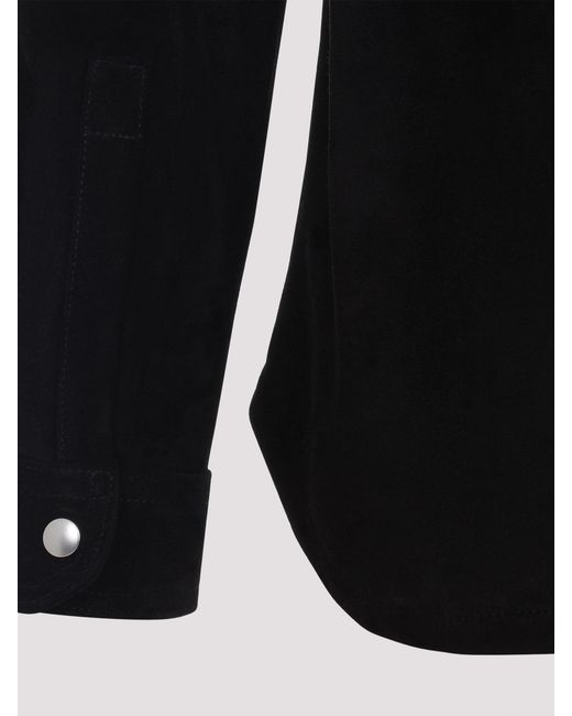 Rick Owens Black Suede Leather Outer Shirt for men
