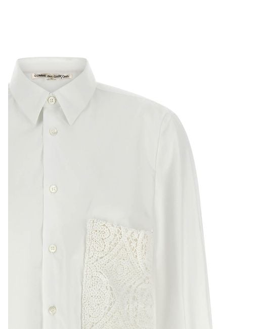 Comme des Garçons White Crochet Pocket Shirt