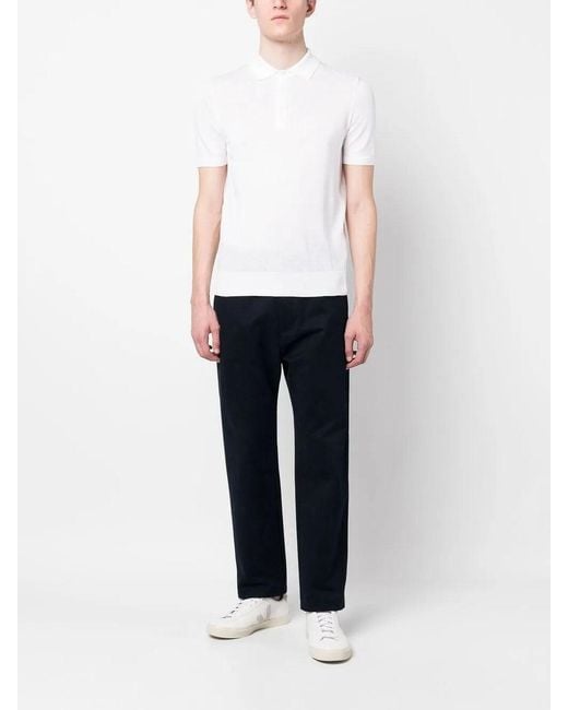 Drumohr White Buttoned Polo With Logo for men