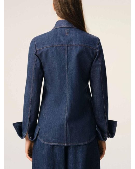 AMI Blue Sharp Collar Shirt for men