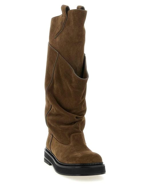 The Attico Brown Robin Passeggiata Combat Boots