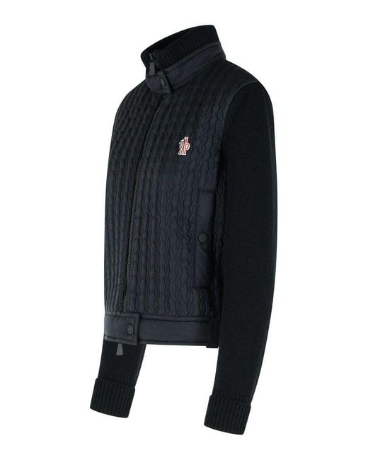 Moncler Blue Virgin Wool Padded Cardigan