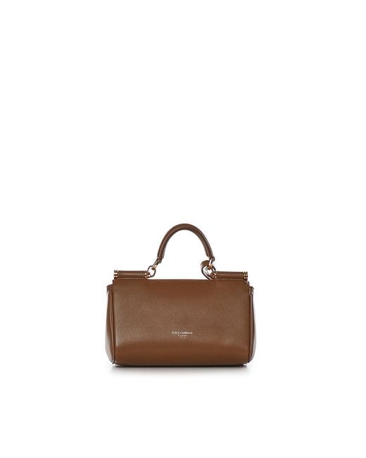 Dolce & Gabbana Brown My Sicily Leather Handbag