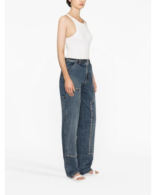 Des Phemmes Blue Embroidered Denim Pants