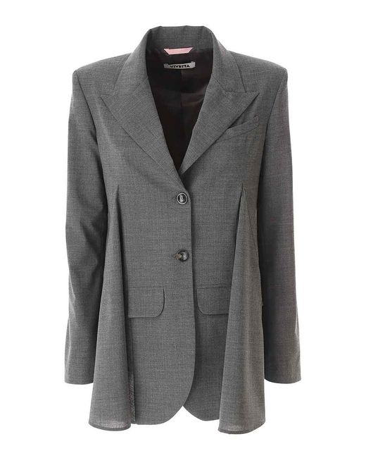 Vivetta Gray Light Wool Blazer With Slices