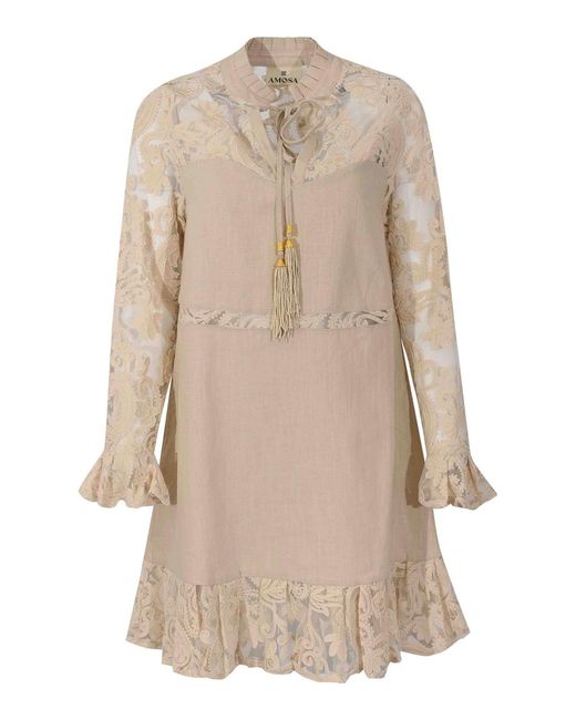 AMOSA Natural Linen And Cotton Blend Dress