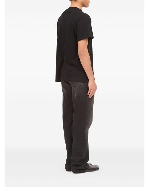 MM6 by Maison Margiela Black Short-Sleeved Cotton T-Shirt for men
