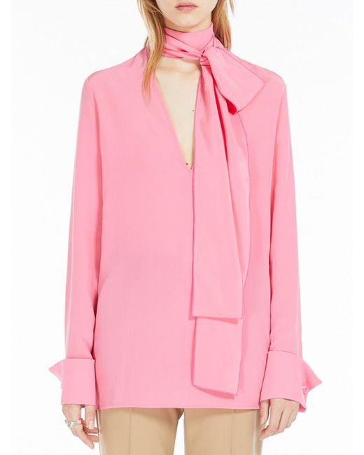 Sportmax Pink Silk Blouse With Sash