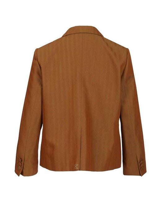 Dries Van Noten Brown Short Striped Wool Twill Blazer