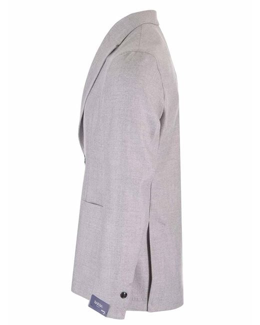 Barba Napoli Gray Easy Double Breasted Jacket for men