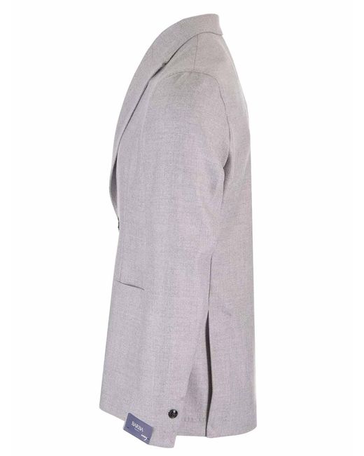 Barba Napoli Gray Easy Double Breasted Jacket for men