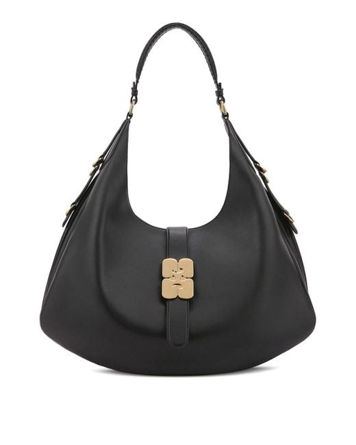 Ganni Black Kat Large Shoulder Bag