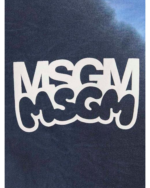 MSGM Blue Logo Print Tie Dye Sweatshirt By Burro Studio for men