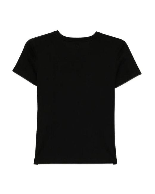 Tom Ford Black Cotton T-Shirt With Tf Logo Embroidery