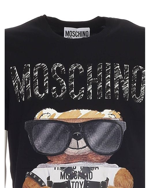 Moschino Black Teddy Logo Print T-Shirt for men