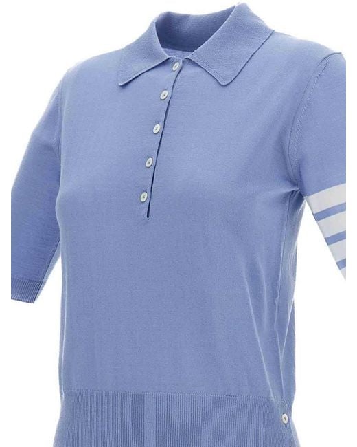 Thom Browne Blue Wool Polo Shirt
