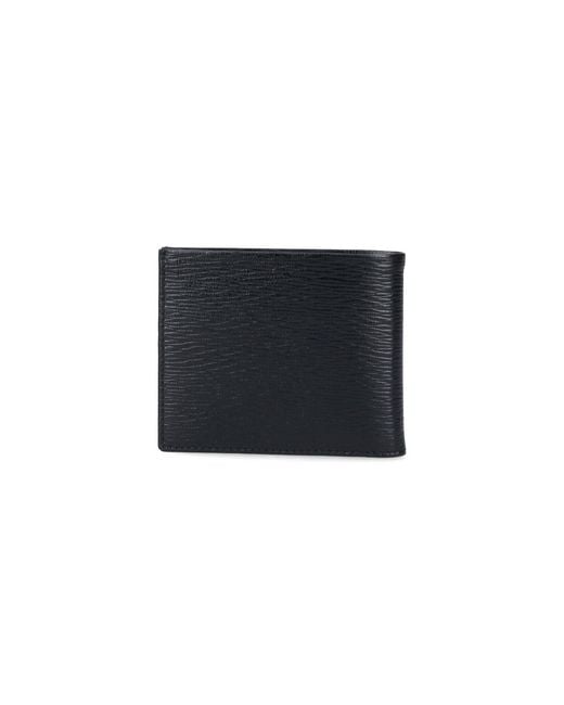 Ferragamo Black Crinkle Leather Bifold Wallet for men