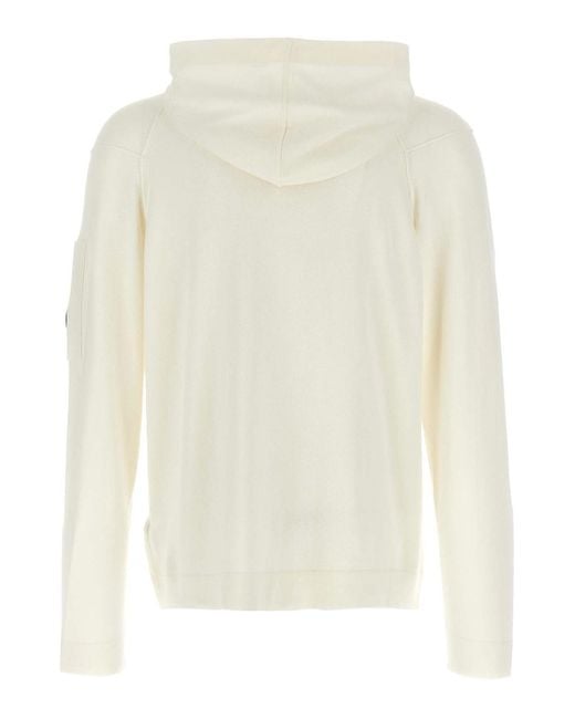 C P Company White Sea Island Hoodie for men