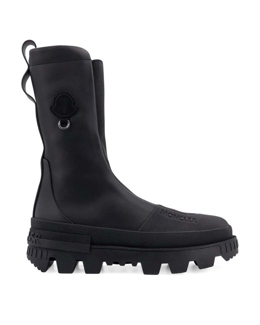 Moncler Black Boots Pelle/Nylon /Gomma