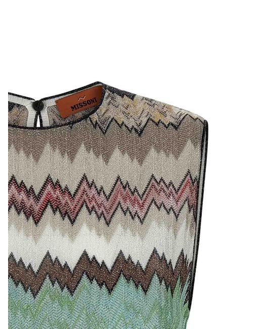 Missoni Gray Zigzag Lamé Top