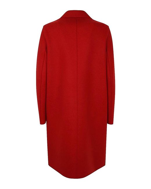 Harris Wharf London Red Overcoat Pressed Wool