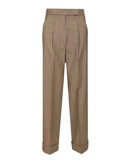 Max Mara Natural Pinstriped Trousers