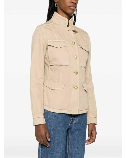 Fay Natural Cotton And Linen Blend Saharan Jacket