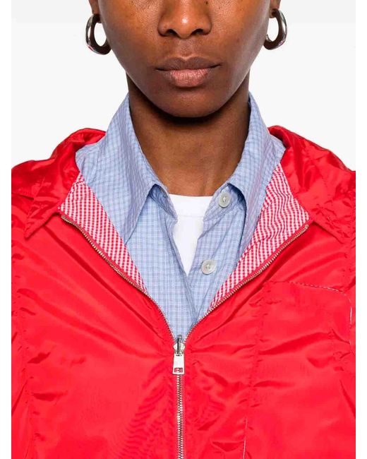 CUANTICO Red Short Nylon Reversible Jacket With Hood