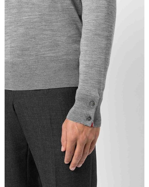 Thom Browne Gray 4Bar Wool Sweater for men