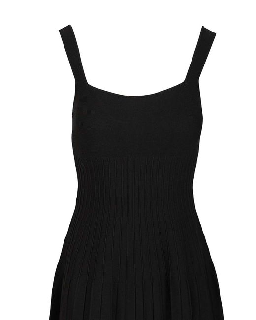 Staud Black Fitted Midi Dress