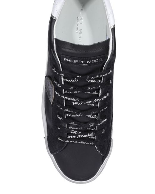 Philippe Model Black Paris X Leather Sneakers for men