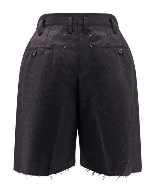 Maison Margiela Black Striped Virgin Wool Shorts