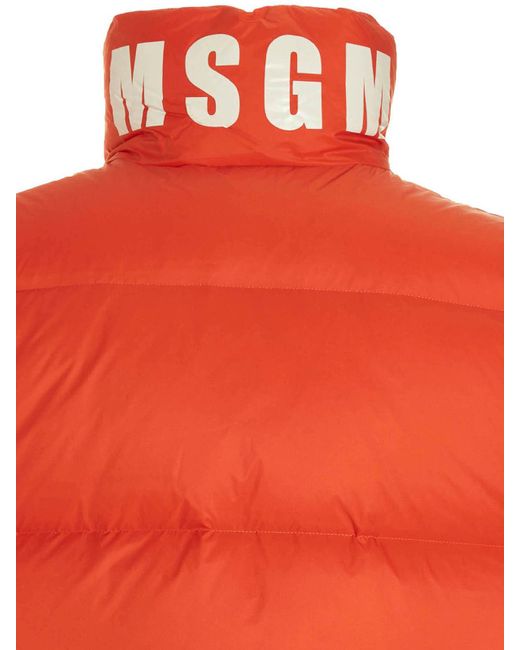 MSGM Orange Logo Padded Vest for men
