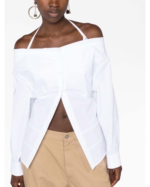 Jacquemus La Chemise Peplo Blouse in White Lyst UK