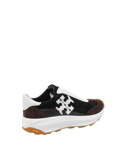 Tory Burch Black Logo Patch Lace-Up Sneakers