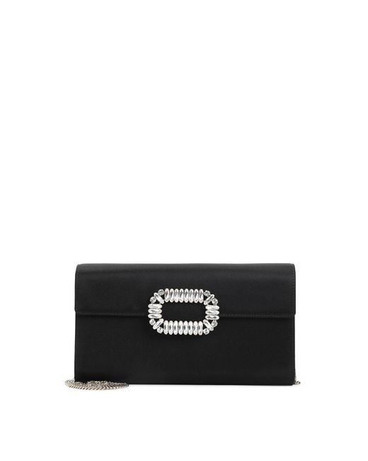 Roger Vivier Black Envelope Flap Sexy Choc Buckle Clutch