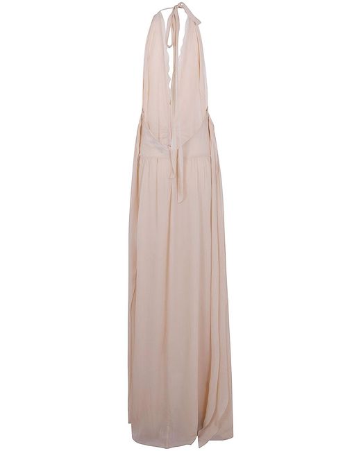 Blumarine White Georgette Long Dress