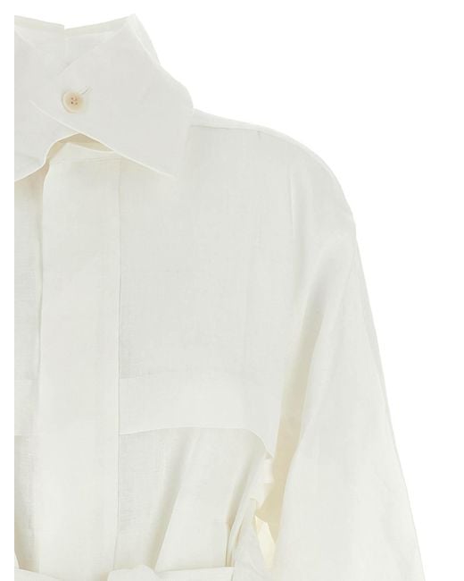 Pleats Please Issey Miyake White 'Hempen' Jacket