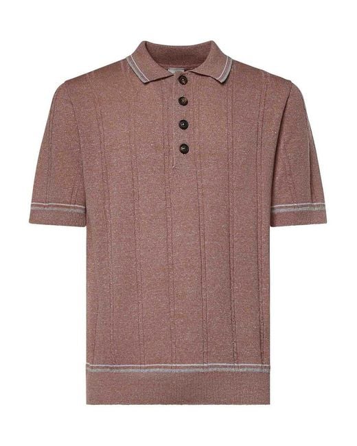 Eleventy Pink Linen And Cotton Polo Shirt for men