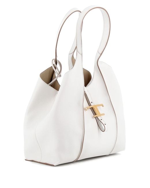 Tod's White Hammered Leather Tote