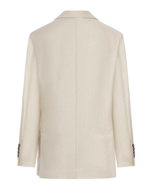 Brunello Cucinelli Natural Single-Breasted Tailored Linen Jacket