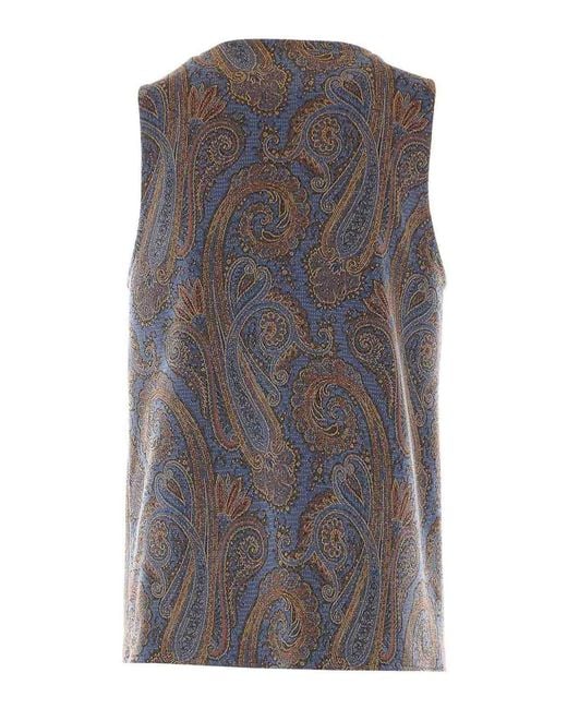 Etro Gray Paisley Print Vest